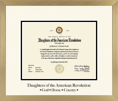 Daughters of the American Revolution diploma frame - Icon in Chardonnay