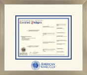 American Kennel Club certificate frame - Icon in Light Champagne