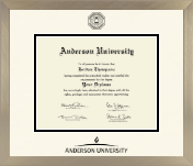 Anderson University in Indiana diploma frame - Icon in Light Champagne