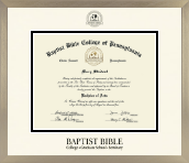 Baptist Bible College and Seminary diploma frame - Icon in Light Champagne