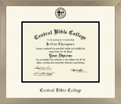 Central Bible College diploma frame - Icon in Light Champagne