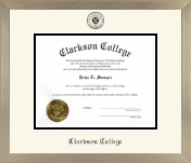 Clarkson College diploma frame - Icon in Light Champagne