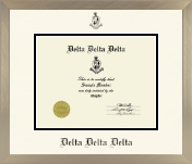Delta Delta Delta Sorority diploma frame - Icon in Light Champagne