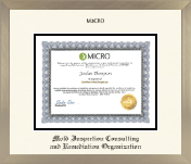 Mold Inspection Consulting and Remediation Organization diploma frame - Icon in Light Champagne