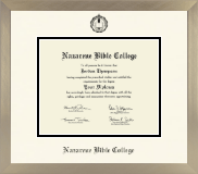 Nazarene Bible College diploma frame - Icon in Light Champagne