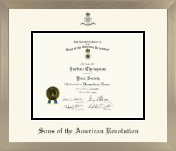 Sons of the American Revolution diploma frame - Icon in Light Champagne