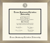 Texas Seminary Christian University diploma frame - Icon in Light Champagne