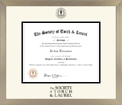 The Society of Torch & Laurel diploma frame - Icon in Light Champagne