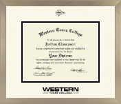Western Texas College diploma frame - Icon in Light Champagne