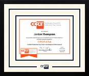 Certification Council for Professional Dog Trainers diploma frame - Dimensions Spirit in Gotham