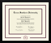 Texas Southern University diploma frame - Dimensions Spirit in Gotham