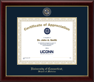 University of Connecticut School of Medicine certificate frame - Masterpiece Medallion Certificate Frame in Gallery
