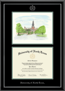 University of North Texas diploma frame - Campus Scene Diploma Frame in Onyx Silver