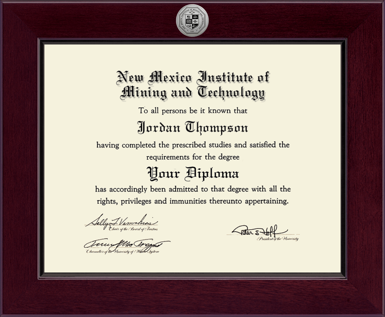 New Mexico Institute of Mining & Technology Century Silver Engraved