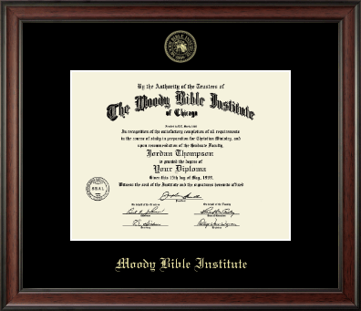 Moody Bible Institute diploma frame - Gold Embossed Diploma Frame in Studio