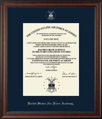 United States Air Force Academy diploma frame - Silver Embossed Diploma Frame in Studio