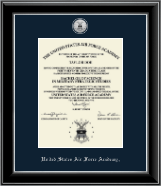 United States Air Force Academy Silver Engraved Medallion Diploma Frame in Onyx Silver