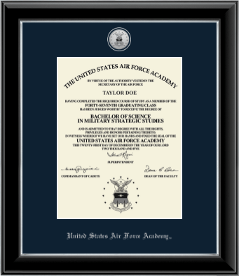 United States Air Force Academy diploma frame - Silver Engraved Medallion Diploma Frame in Onyx Silver