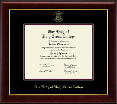 Our Lady of Holy Cross College diploma frame - Gold Embossed Diploma Frame in Gallery