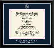 The University of Kansas diploma frame - Silver Embossed Diploma Frame in Onyx Silver