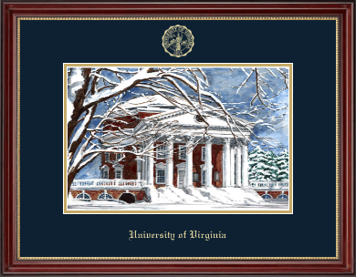 University of Virginia lithograph - Embossed Edition Lithograph Frame - Rotunda in Kensington Gold