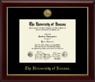 The University of Kansas diploma frame - Gold Engraved Medallion Diploma Frame in Gallery