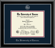 The University of Kansas diploma frame - Silver Embossed Diploma Frame in Onyx Silver