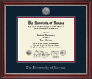 The University of Kansas diploma frame - Silver Engraved Medallion Diploma Frame in Kensington Silver