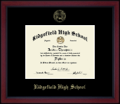 Ridgefield High School in Connecticut Gold Embossed Achievement Edition Diploma Frame in Academy