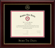 Sigma Tau Delta Honor Society certificate frame - Gold Embossed Certificate Frame in Gallery