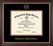 Ridgefield High School in Connecticut Gold Embossed Diploma Frame in Studio Gold