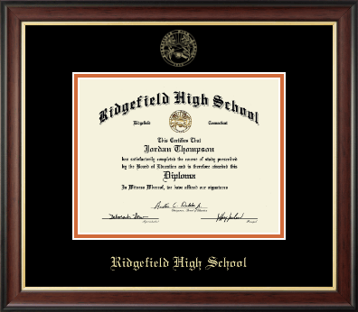Ridgefield High School in Connecticut diploma frame - Gold Embossed Diploma Frame in Studio Gold