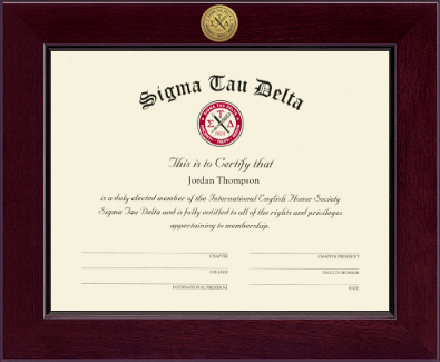 Sigma Tau Delta Honor Society certificate frame - Century Gold Engraved Certificate Frame in Cordova