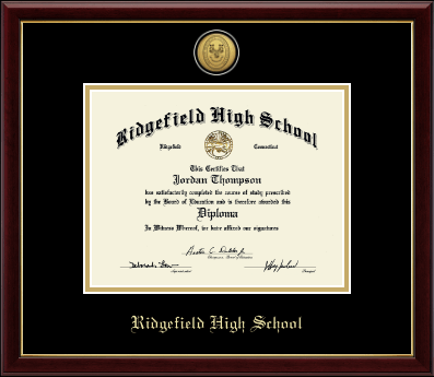 Ridgefield High School in Connecticut diploma frame - Gold Engraved Medallion Diploma Frame in Galleria