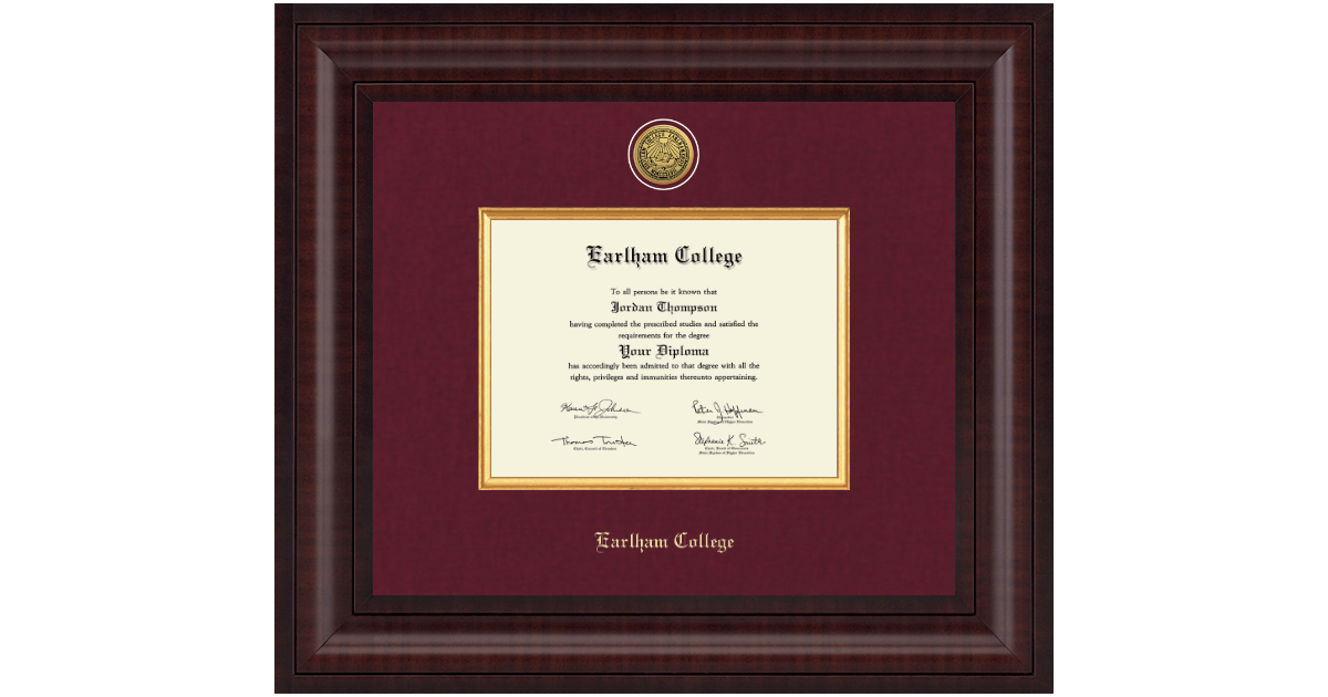 Presidential Gold Engraved Diploma Frame in Premier Earlham College ...