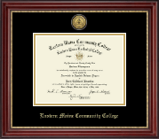 Eastern Maine Community College Gold Engraved Medallion Diploma Frame in Kensington Gold