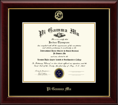 Pi Gamma Mu Honor Society certificate frame - Gold Embossed Certificate Frame in Gallery