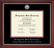 Bridgewater State University diploma frame - Silver Engraved Medallion Diploma Frame in Kensington Silver
