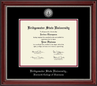 Bridgewater State University diploma frame - Silver Engraved Medallion Diploma Frame in Kensington Silver