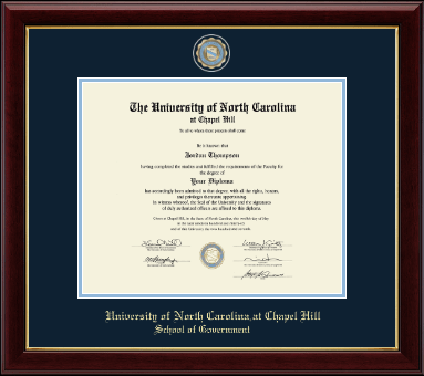 University of North Carolina Chapel Hill diploma frame - Masterpiece Medallion Diploma Frame in Gallery