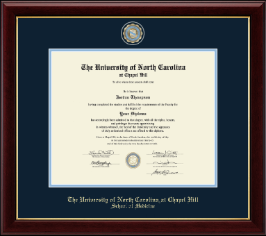 University of North Carolina Chapel Hill diploma frame - Masterpiece Medallion Diploma Frame in Gallery