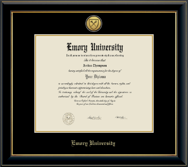 Emory University diploma frame - Gold Engraved Medallion Diploma Frame in Onyx Gold