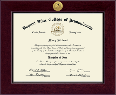 Baptist Bible College and Seminary diploma frame - Century Gold Engraved Diploma Frame in Cordova