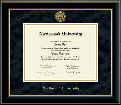 Northwood University in Florida diploma frame - Gold Engraved Medallion Diploma Frame in Onyx Gold