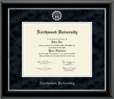 Northwood University in Florida diploma frame - Silver Embossed Diploma Frame in Onyx Silver