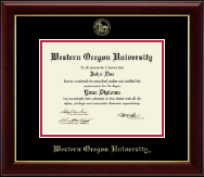 Western Oregon University Gold Embossed Diploma Frame in Gallery