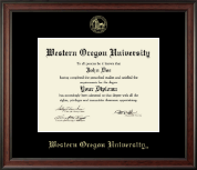 Western Oregon University Gold Embossed Diploma Frame in Studio