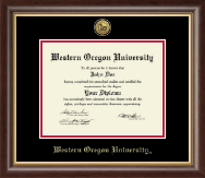 Western Oregon University Gold Engraved Medallion Diploma Frame in Hampshire