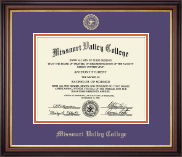 Missouri Valley College Gold Embossed Diploma Frame in Regency Gold