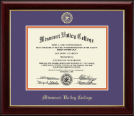 Missouri Valley College Gold Embossed Diploma Frame in Gallery